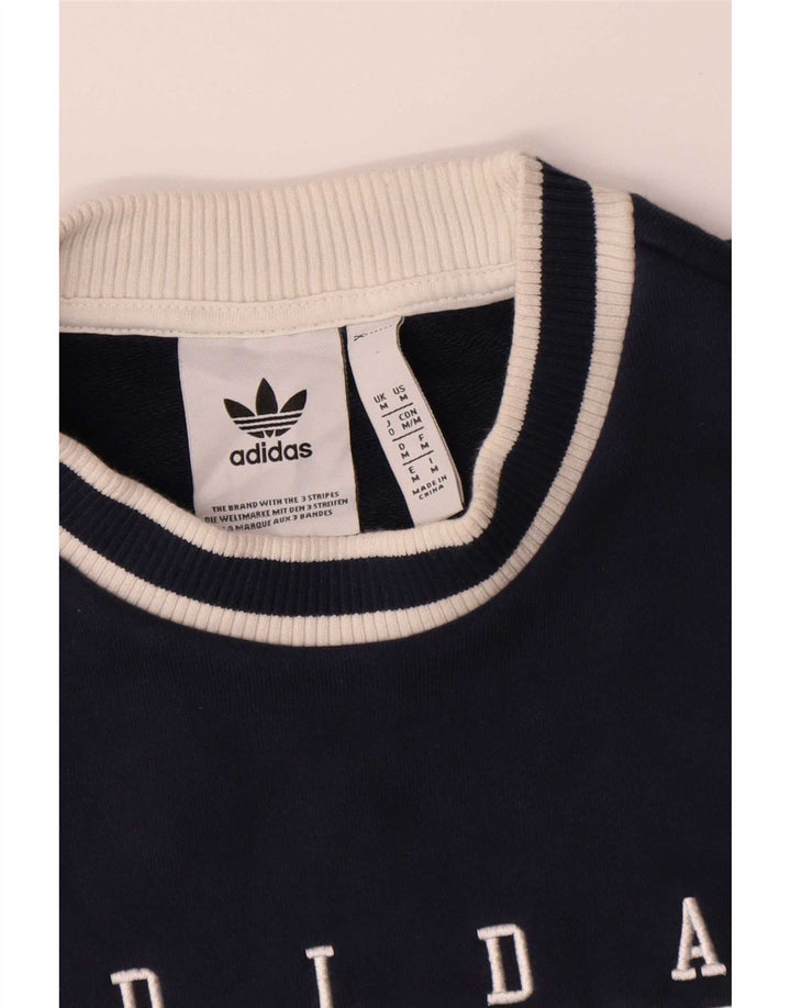 Adidas masculino gráfico moletom jumper médio azul marinho algodão