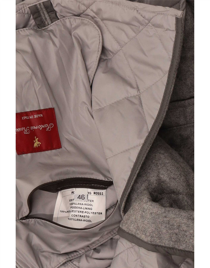 Sartoria Rossi Jaqueta blazer masculina acolchoada com 3 botões IT 46 pequena lã cinza
