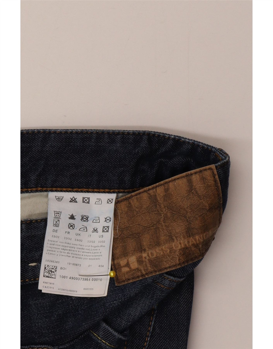 Hugo Boss Mens Straight Jeans W33 L32 Azul Marinho Algodão