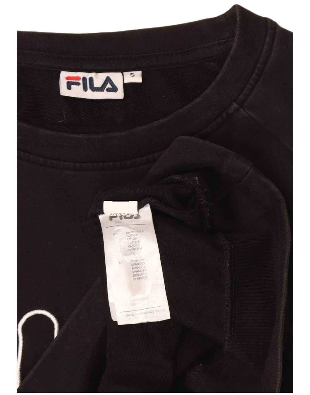 Fila moletom feminino gráfico jumper pequeno algodão preto