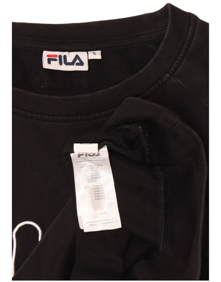 Fila moletom feminino gráfico jumper pequeno algodão preto