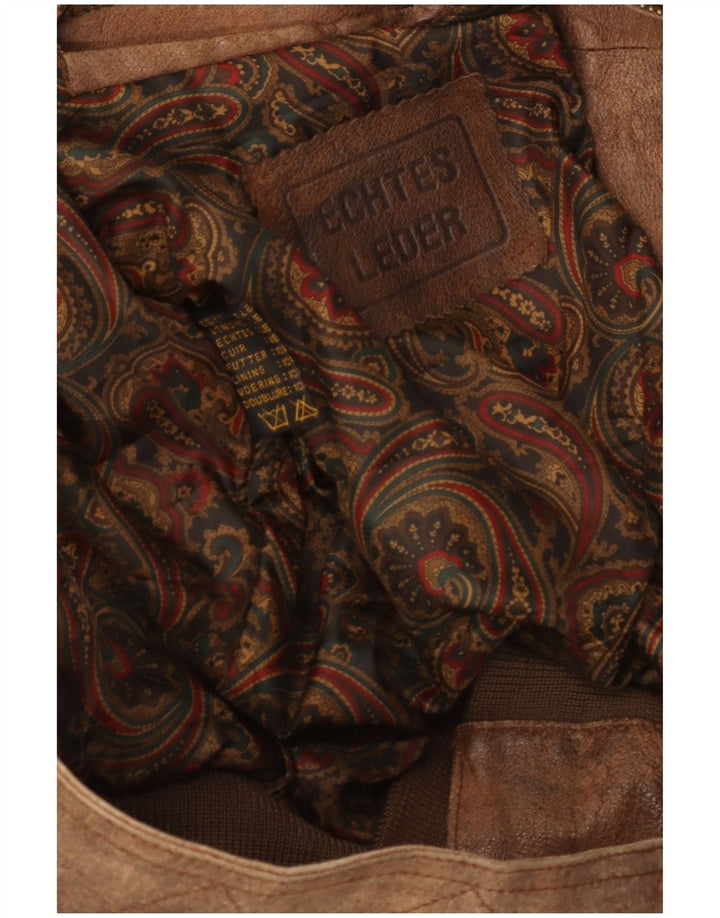 Jaqueta de Couro Masculina Vintage Reino Unido 42 XL Couro Marrom