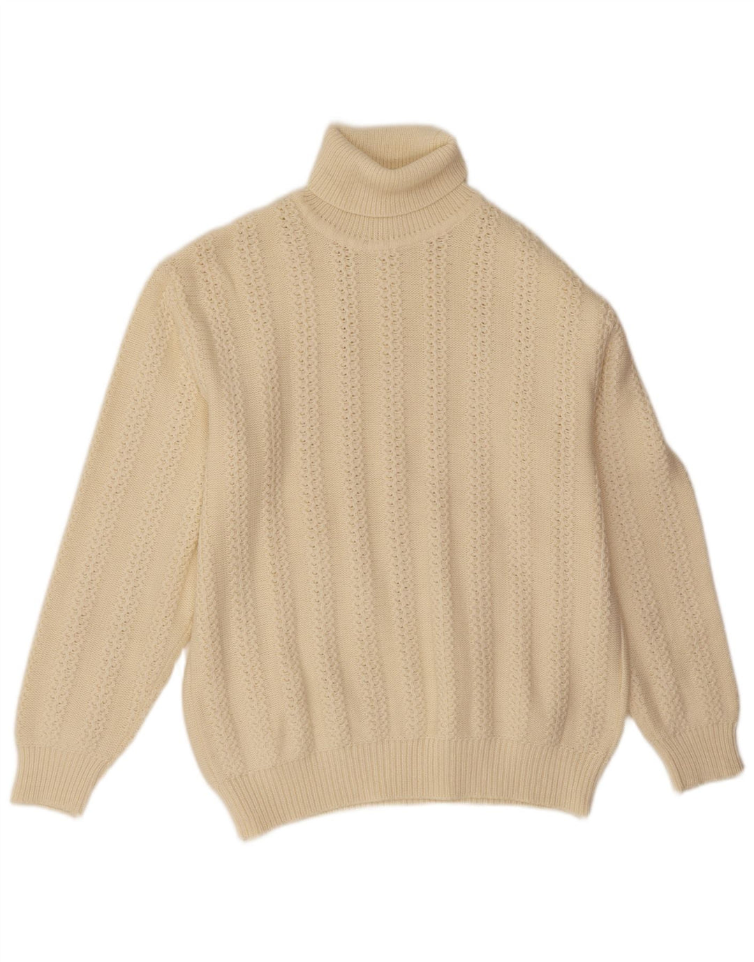 Suéter vintage masculino com gola redonda grande branco
