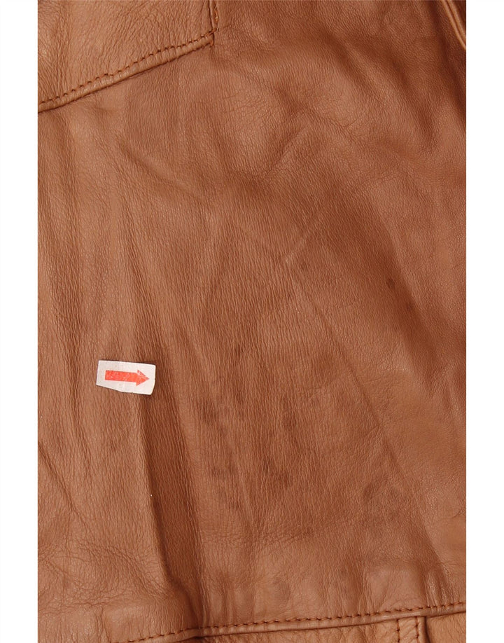 Jaqueta de couro militar masculina VINTAGE Reino Unido 44 2XL couro marrom