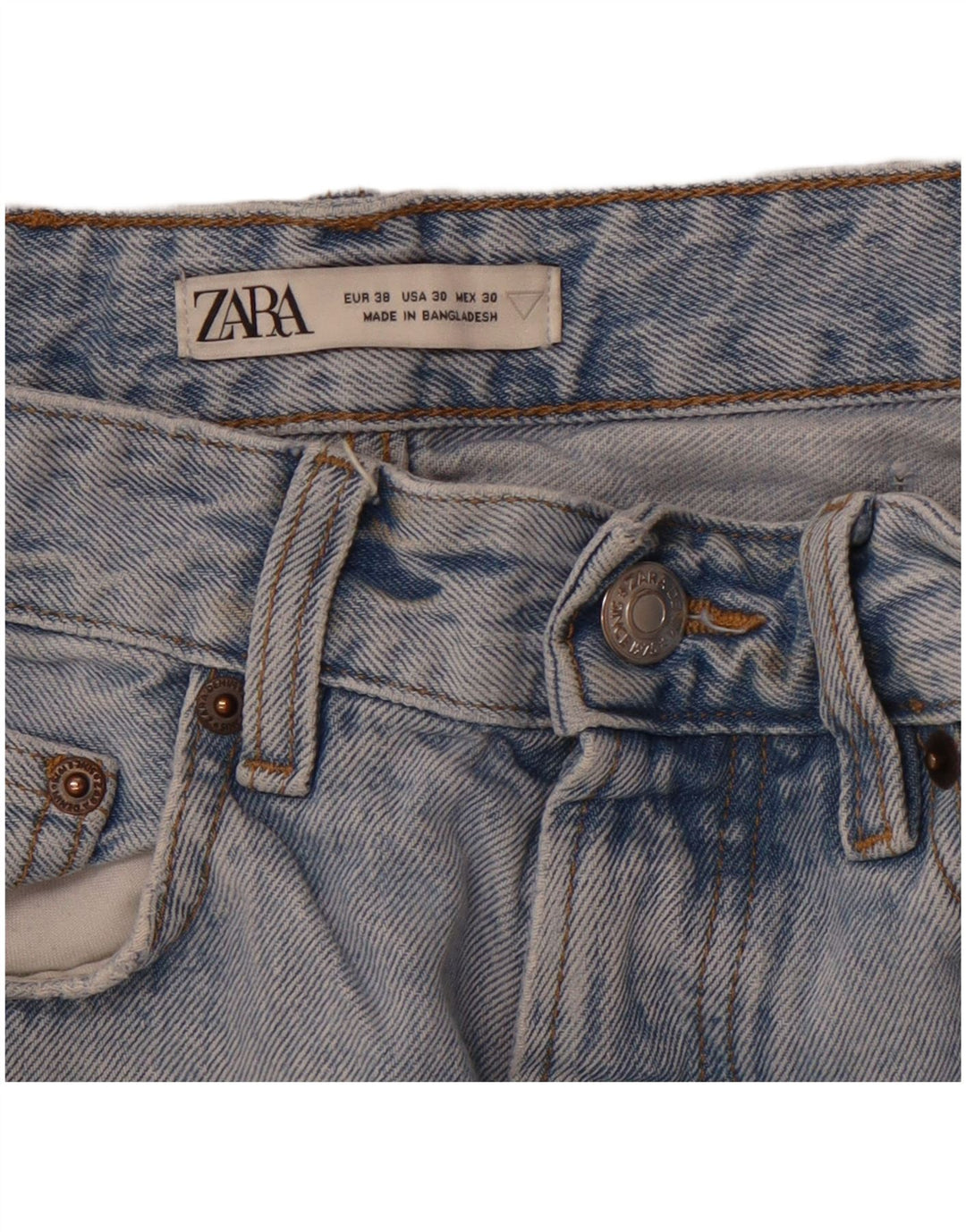 ZARA Calça jeans reta masculina desgastada UE 38 pequena W30 L30 azul