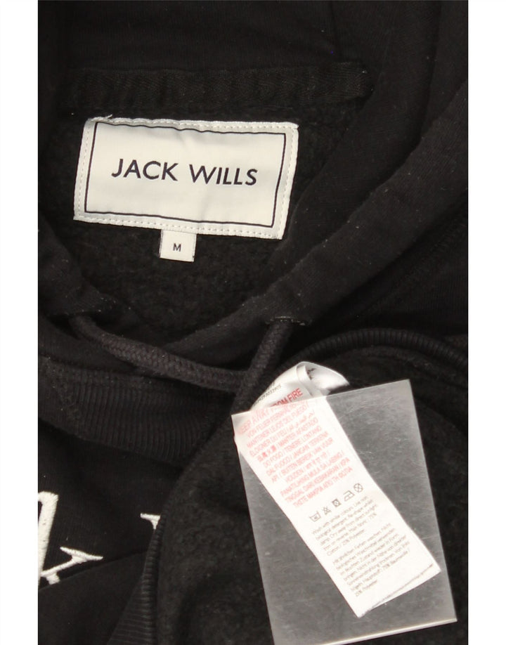 JACK WILLS Suéter masculino com capuz gráfico médio algodão preto