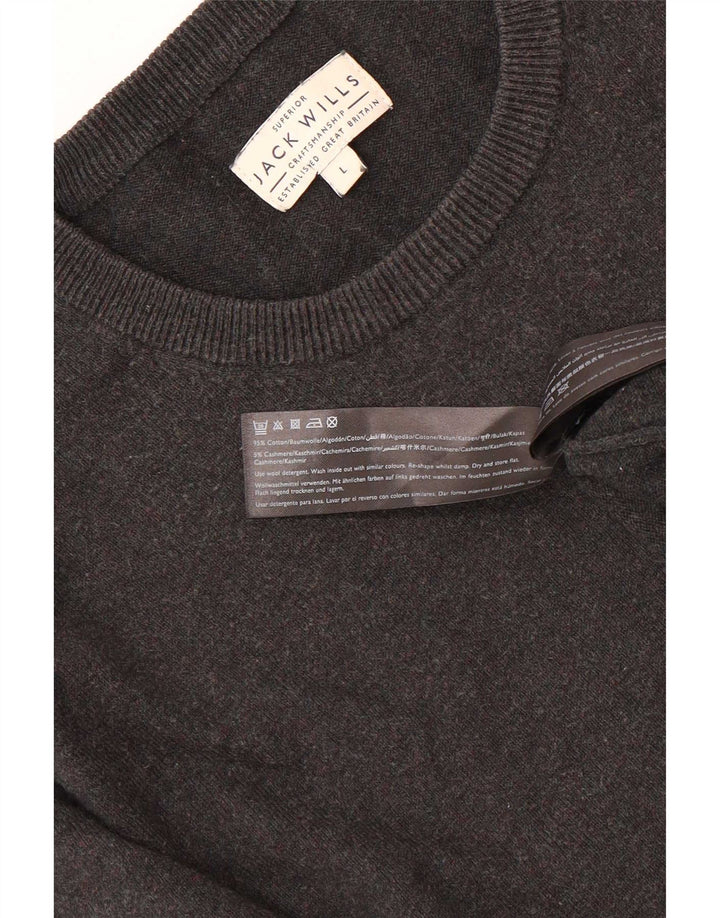 Jack Wills Suéter masculino com gola redonda, grande algodão cinza