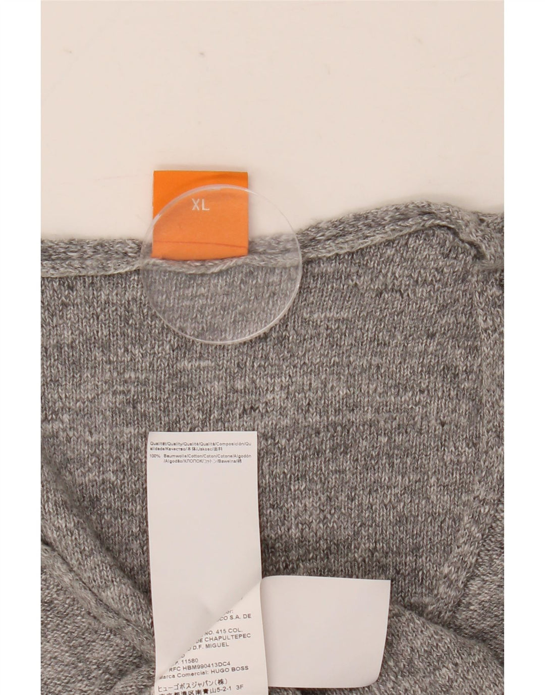 Suéter masculino Hugo Boss com decote em V XL algodão cinza