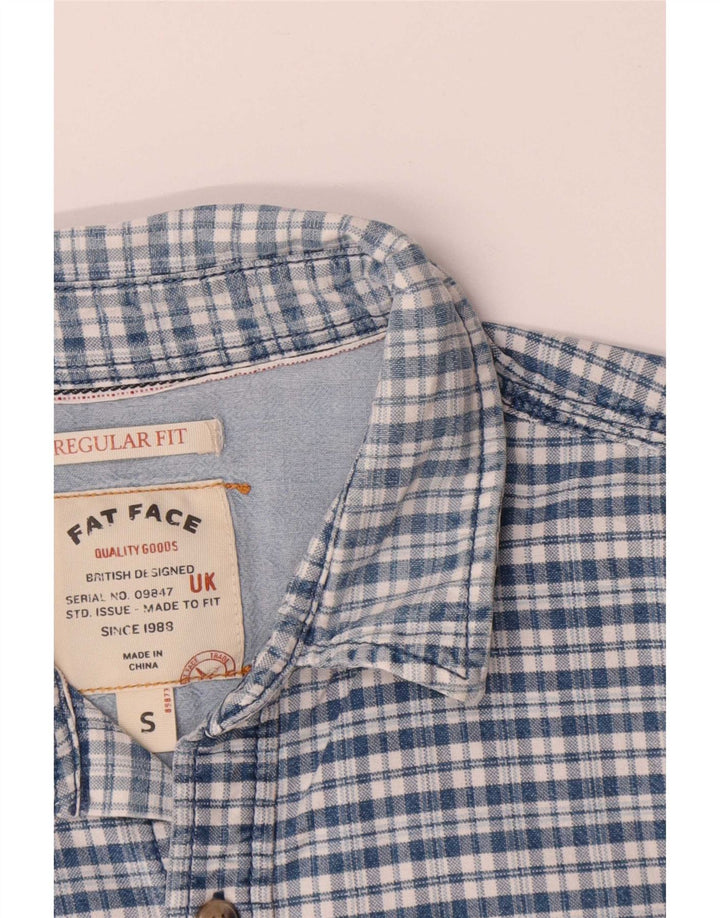 Camisa masculina de ajuste regular Fat Face, algodão xadrez azul pequeno