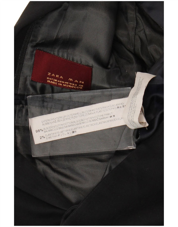 Jaqueta blazer masculina Zara com 2 botões EU 50 algodão preto médio