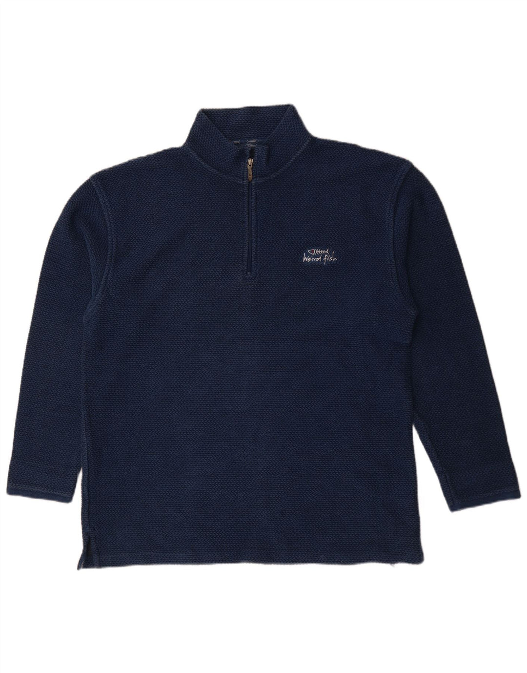 Moletom masculino Weird Fish com zíper e gola 2XL algodão azul marinho