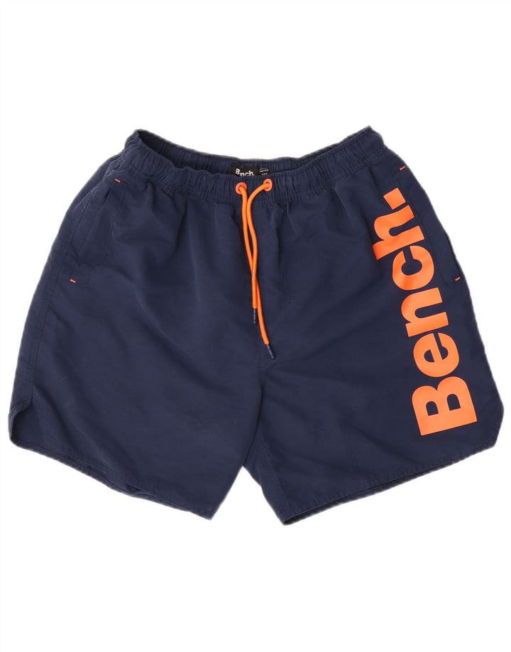 Bench Mens Graphic Natação Shorts Médio Poliéster Azul Marinho