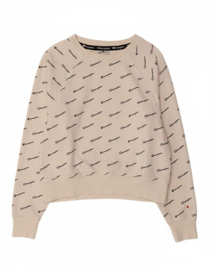 CHAMPION Mens Graphic Sweatshirt Jumper Small White Cotton Vintage Champion and Second-Hand Champion from Messina Hembry 