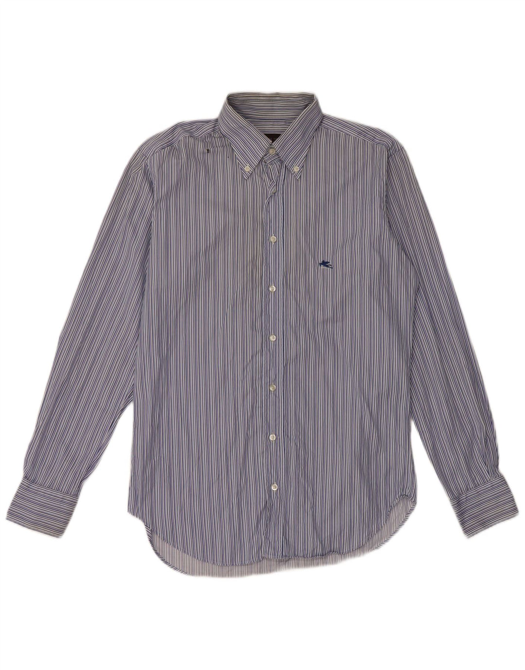 Camisa masculina Etro tamanho 40 algodão listrado azul médio