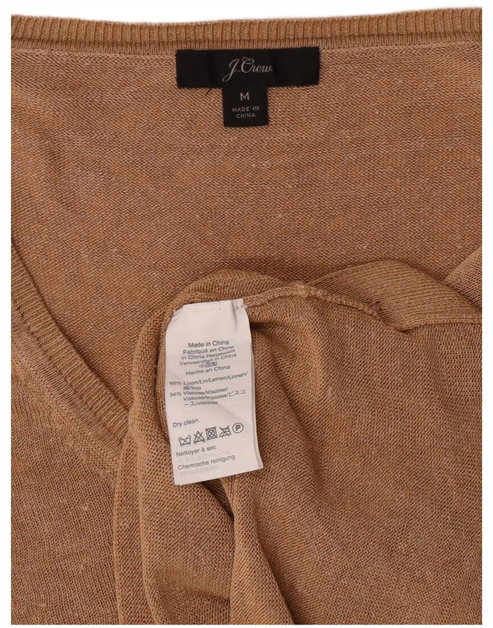 Suéter feminino J. CREW com decote em V UK 14 linho marrom médio
