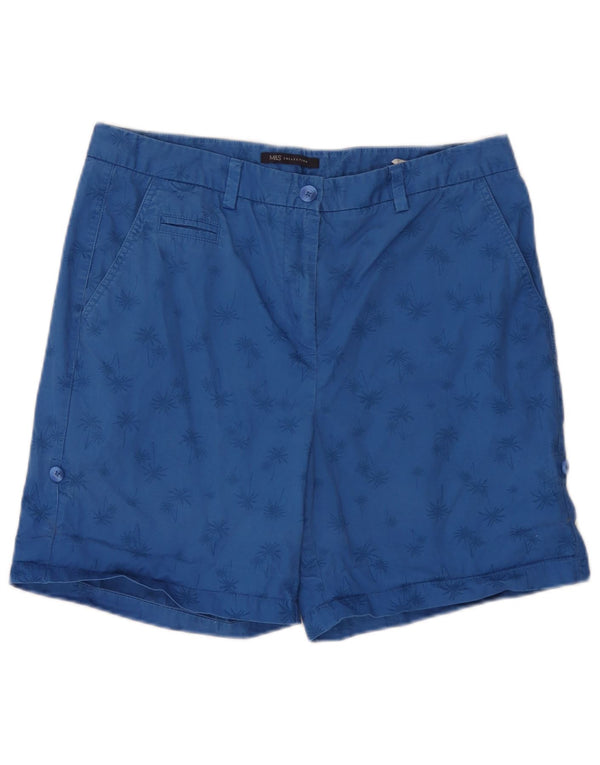 Shorts chino feminino Marks & Spencer Reino Unido 14 grande W34 azul algodão havaiano