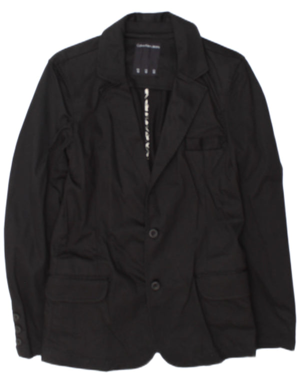Calvin Klein Jeans Masculino Jaqueta Blazer de 2 Botões Reino Unido 38 Algodão Preto Médio