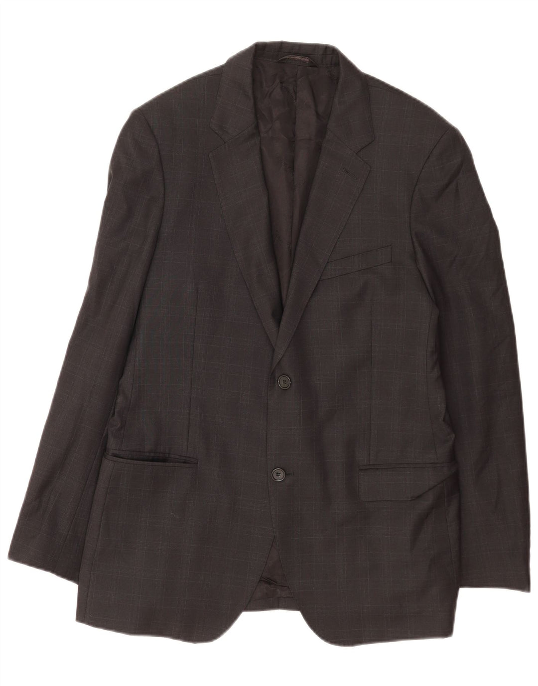 Jaqueta blazer masculina de 2 botões Calvin Klein IT 50 grande lã xadrez cinza