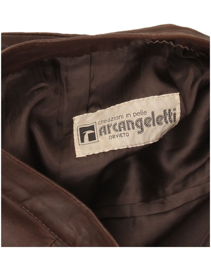 Saia de couro feminina vintage W28 couro marrom médio