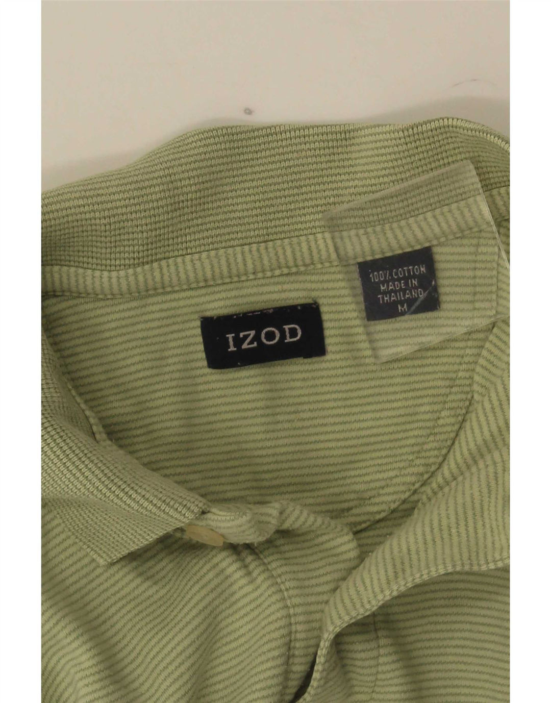 Camisa polo masculina Izod de algodão listrado verde médio