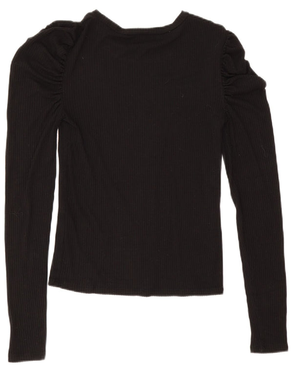Blusa feminina Zara manga comprida top UK 12 médio preto