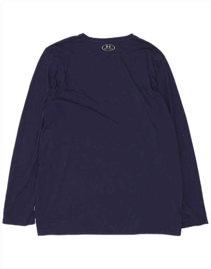 Camiseta masculina UNDER ARMOUR de manga comprida grande poliéster azul marinho