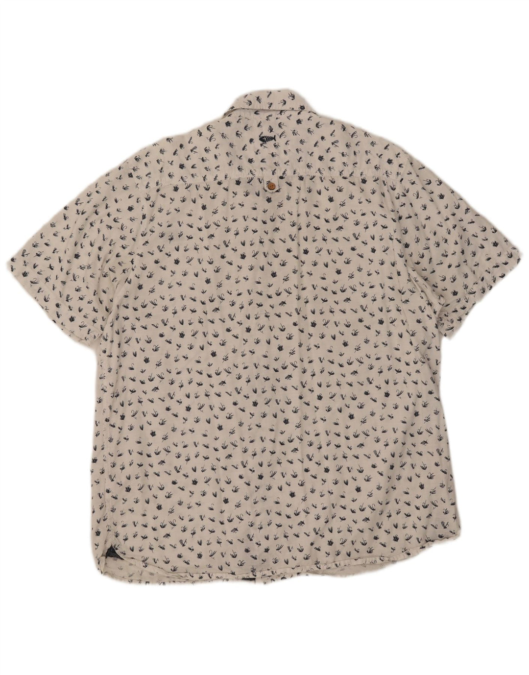 Weird Fish Mens Abstract Padrão Camisa de manga curta 2XL algodão branco