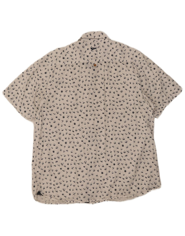 Weird Fish Mens Abstract Padrão Camisa de manga curta 2XL algodão branco