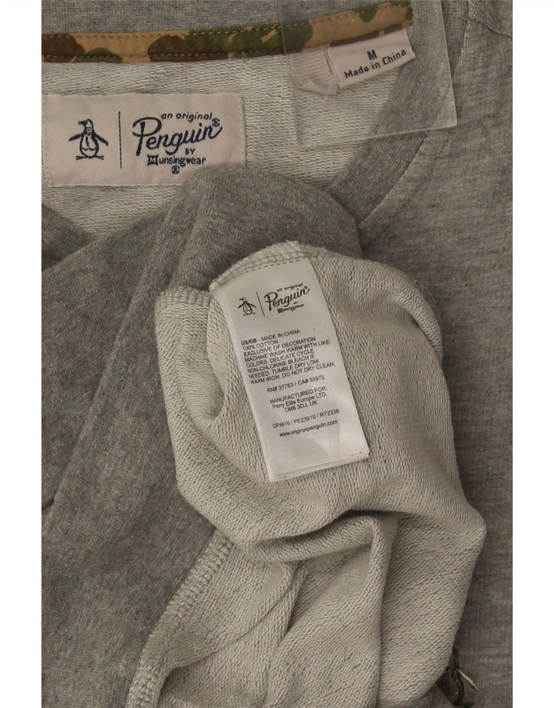 Penguin moletom masculino jumper algodão manchado cinza médio