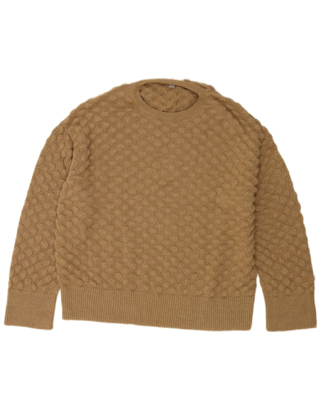 Suéter masculino Cos com gola redonda e lã bege médio