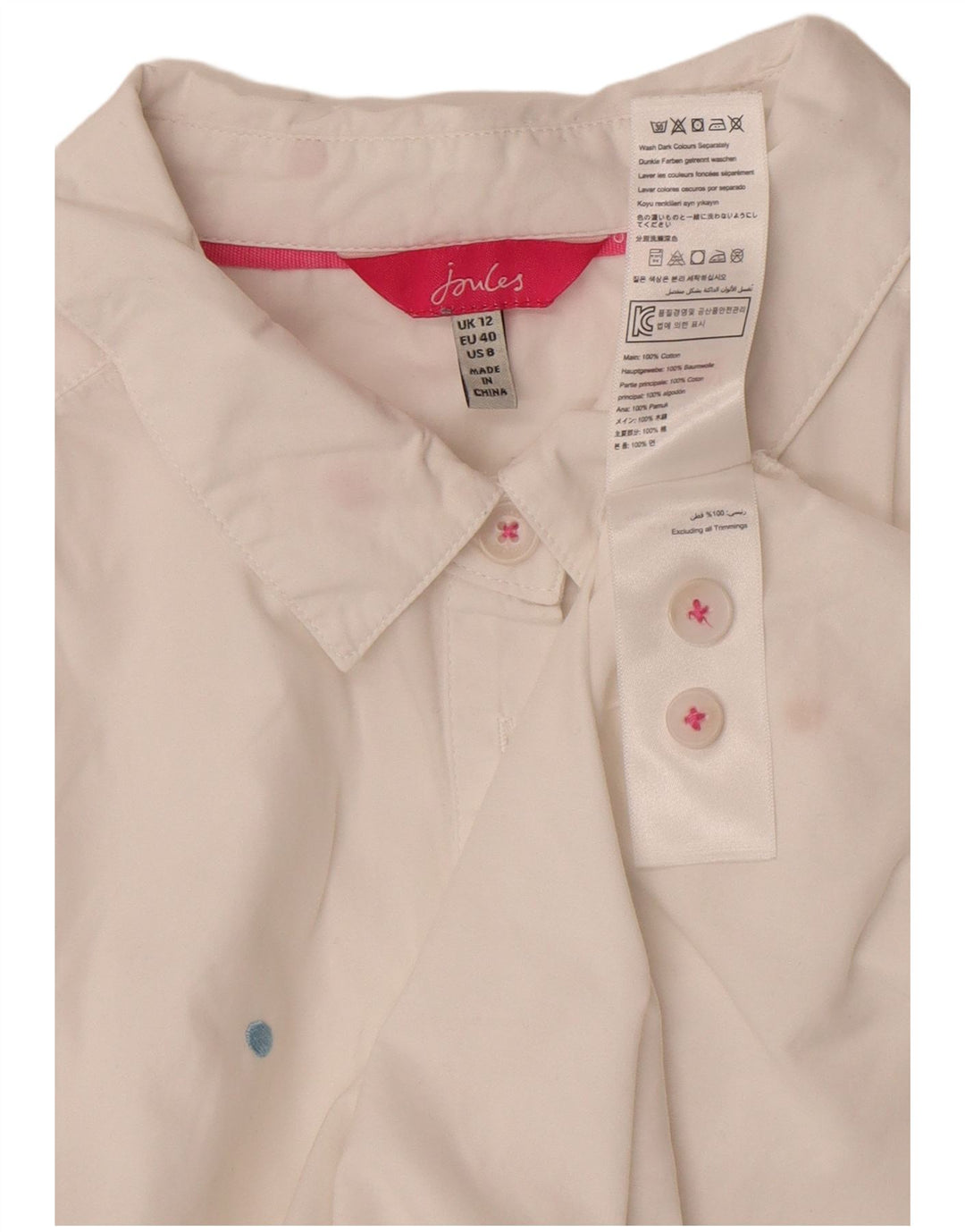 Pulôver feminino Joules UK 12 médio branco bolinhas algodão