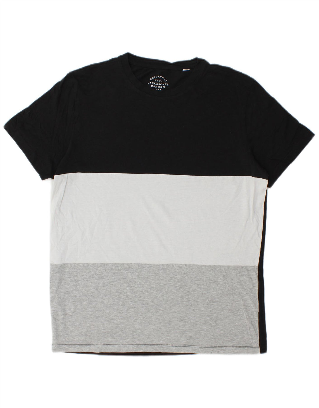 Camiseta masculina Jack & Jones grande bloco colorido preto