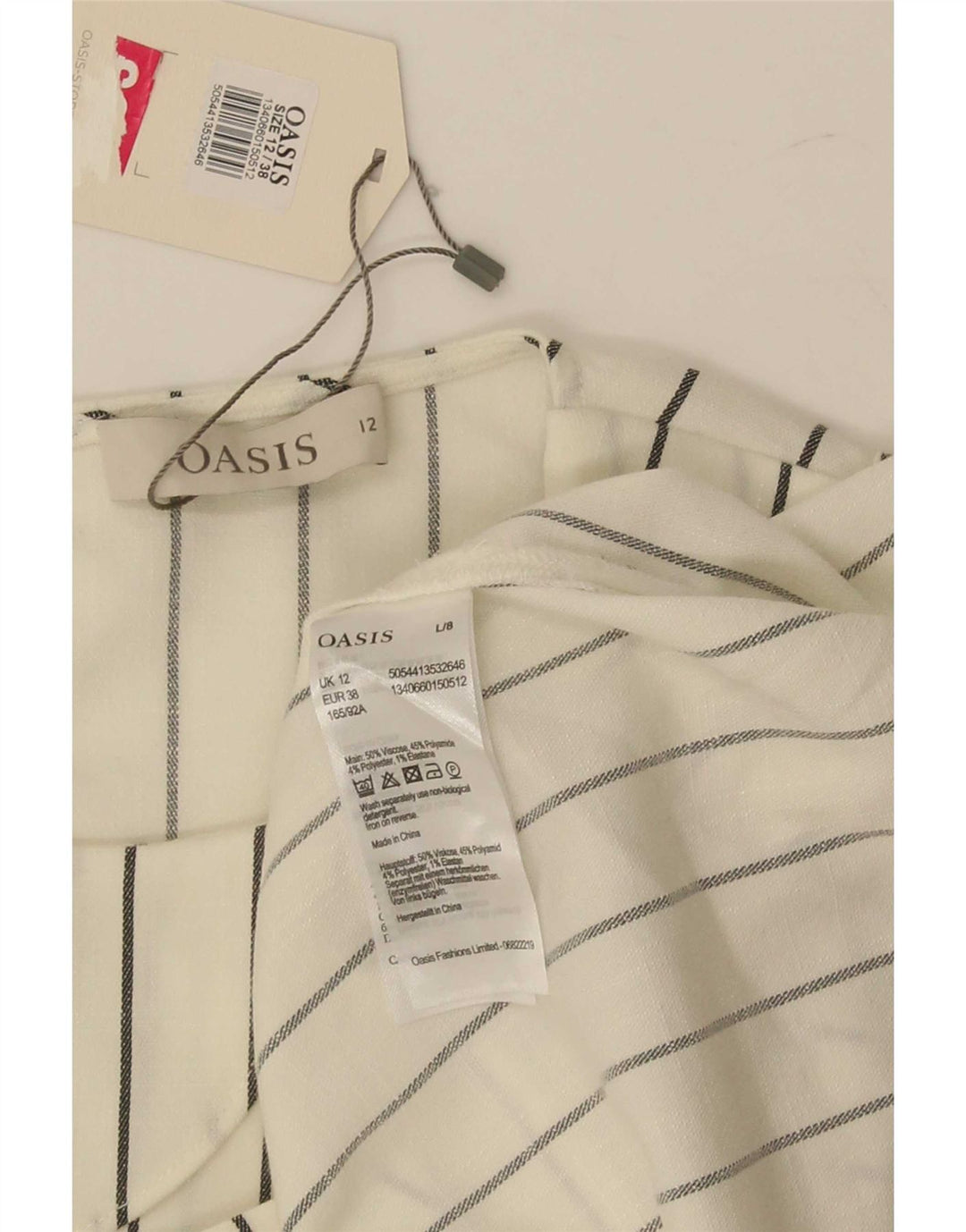 Blusa feminina sem mangas Oasis UK 12 médio off white viscose