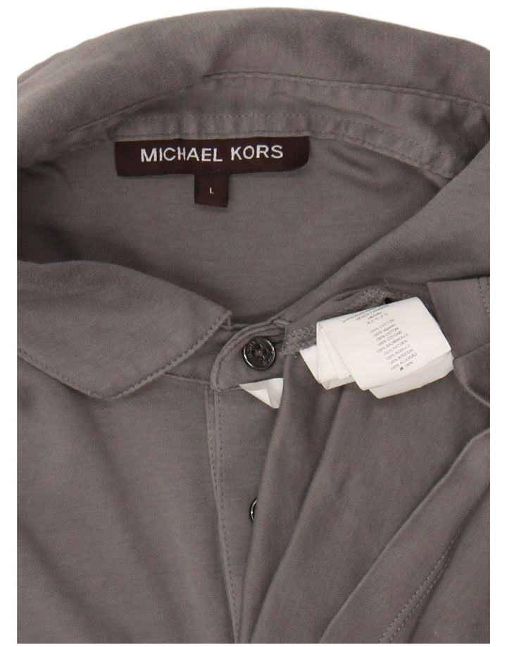 Camisa polo masculina MICHAEL KORS grande algodão cinza