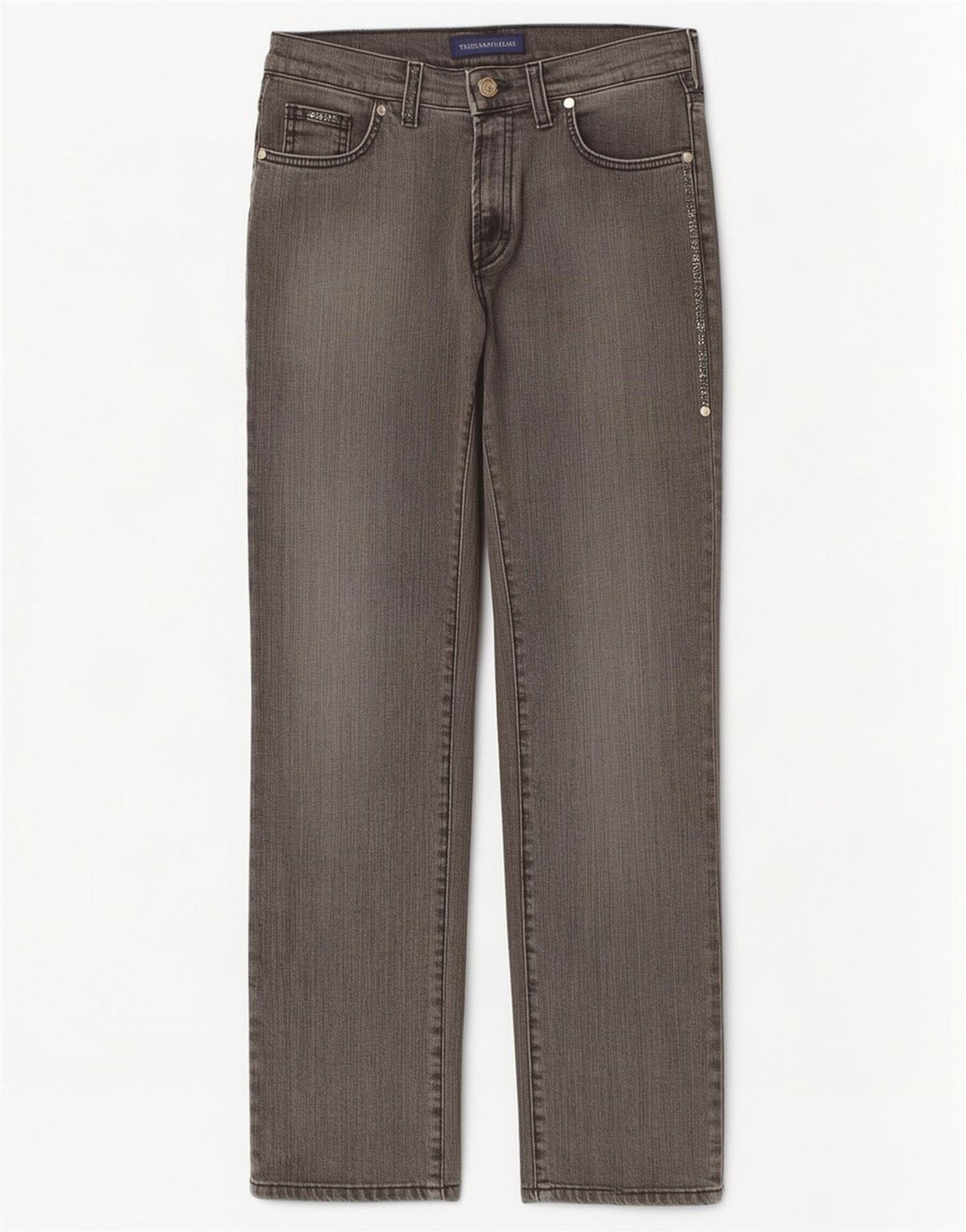 Jeans retos femininos Trussardi W27 L28 algodão cinza