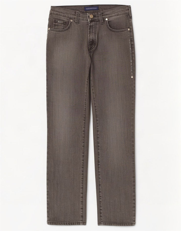 Jeans retos femininos Trussardi W27 L28 algodão cinza