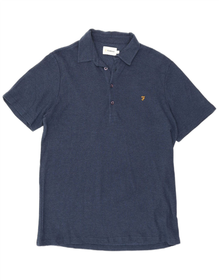 Camisa polo masculina Farah de algodão azul marinho médio