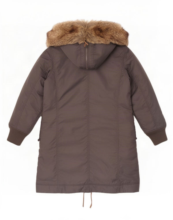 Casaco acolchoado com capuz feminino Diesel UK 14 nylon cinza médio