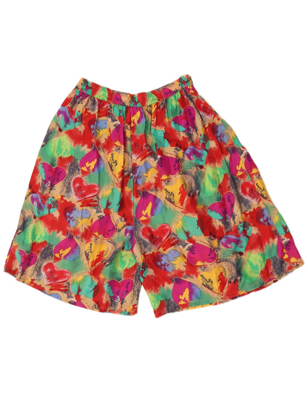 Shorts casuais de cintura alta feminino vintage IT 40 pequeno W30 coração multicolorido