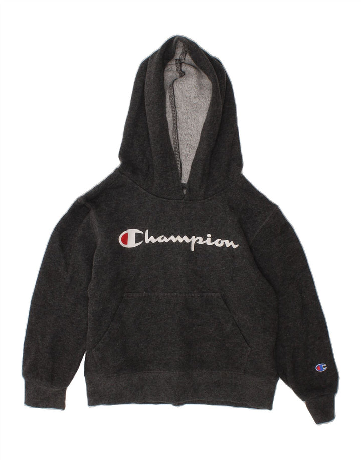 CHAMPION Boys Graphic Hoodie Jumper 5-6 Years Grey Cotton Vintage Champion and Second-Hand Champion from Messina Hembry 