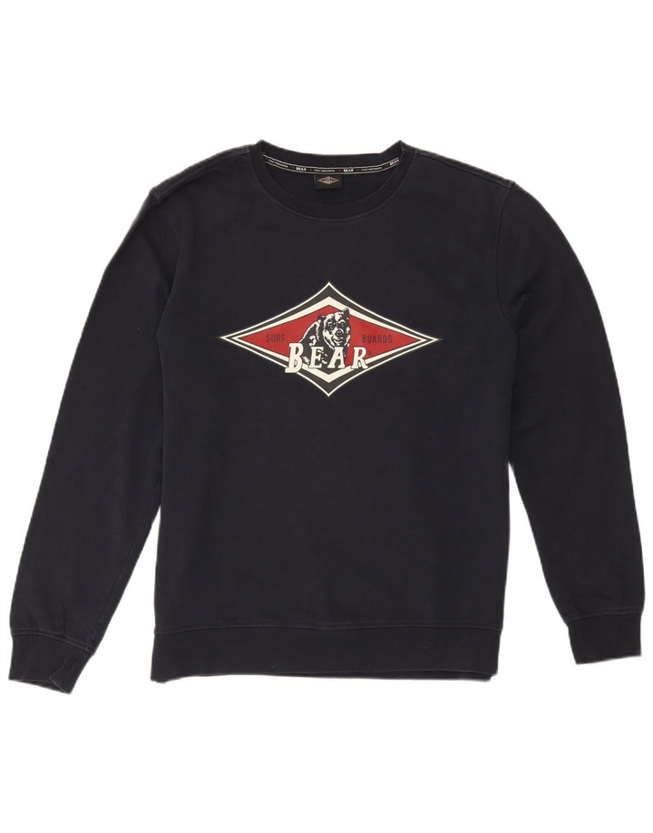 Moletom Bear Masculino Gráfico Jumper Médio Algodão Azul Marinho