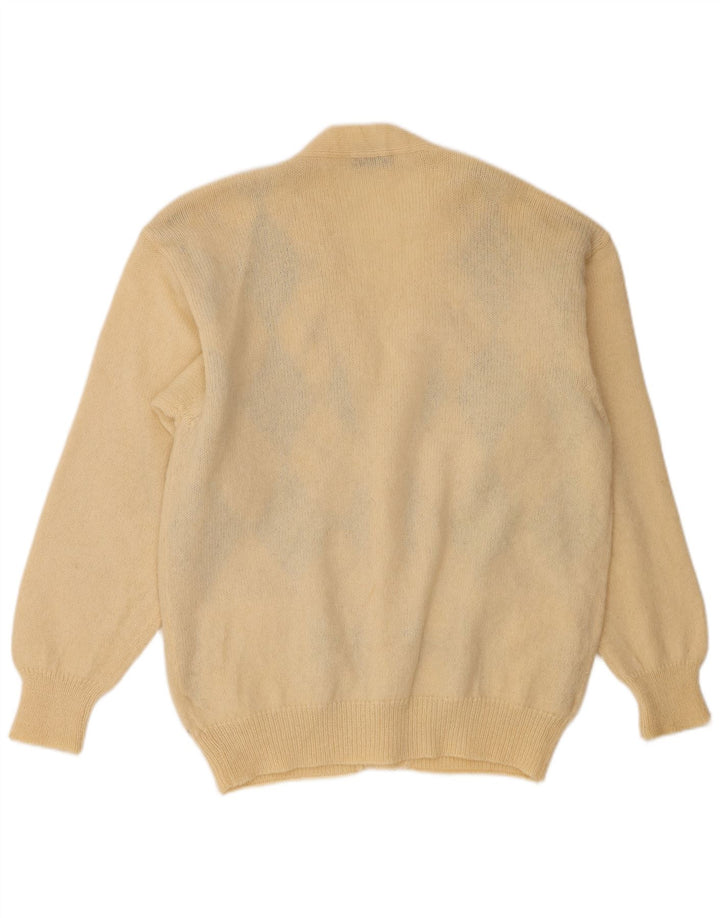 Suéter cardigã masculino Hemmond grande bege argyle/lã virgem diamante