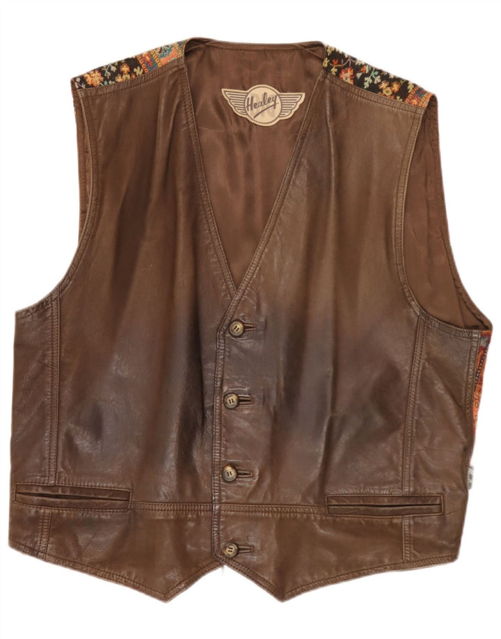 Colete masculino vintage grande marrom geométrico