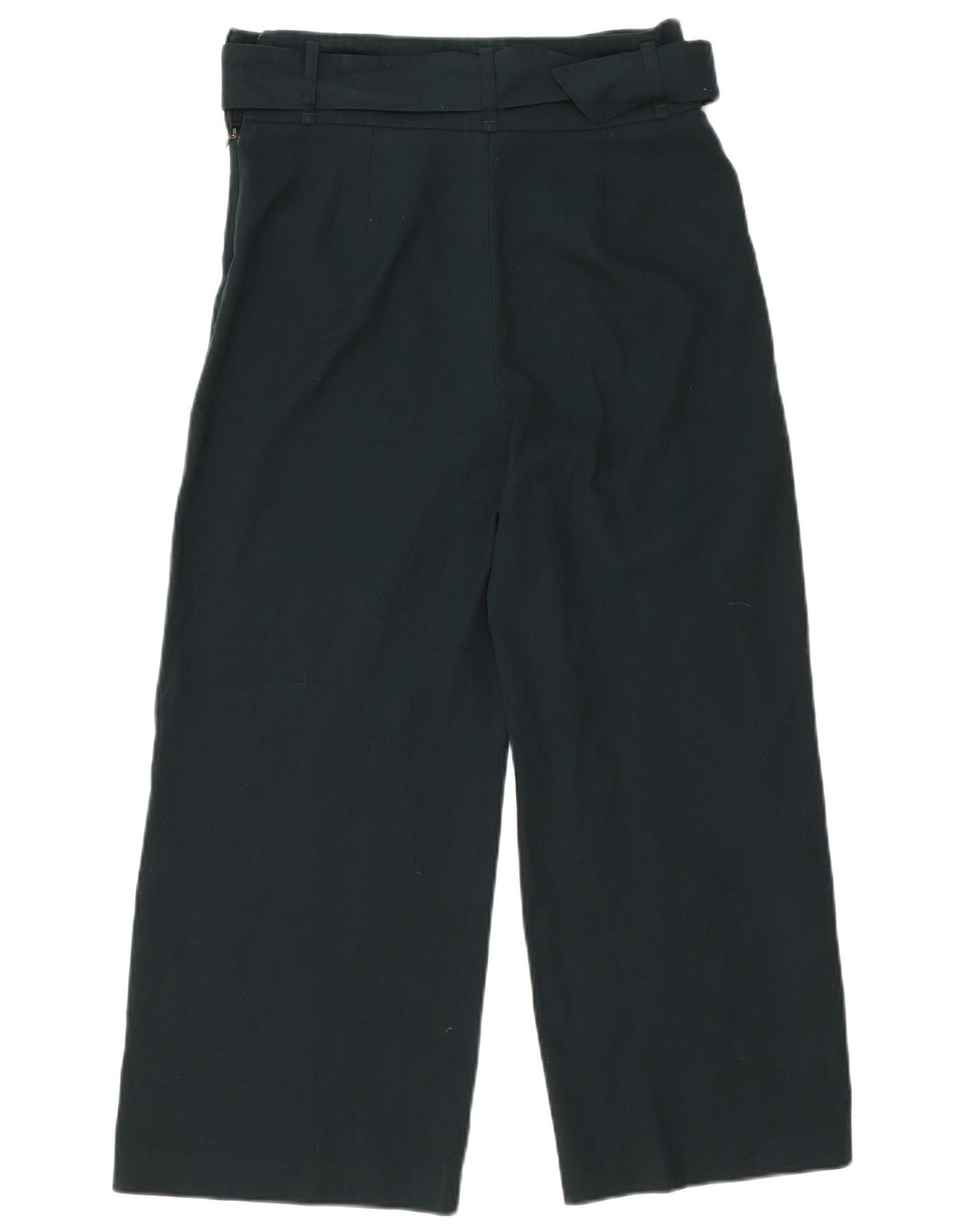 Calça feminina Zara com perna larga cortada média W30 L25 poliéster verde