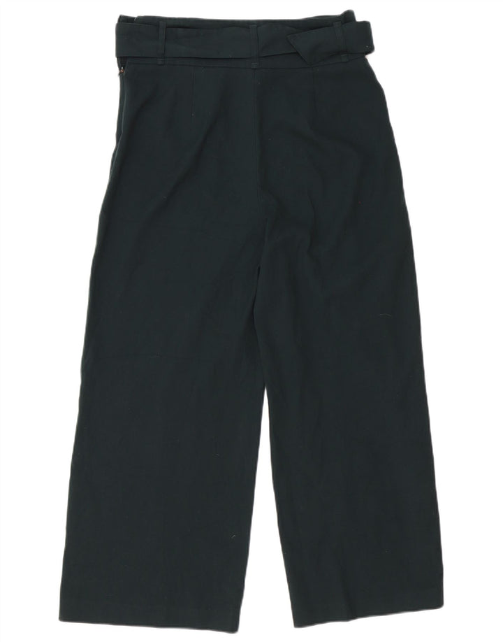 Calça feminina Zara com perna larga cortada média W30 L25 poliéster verde