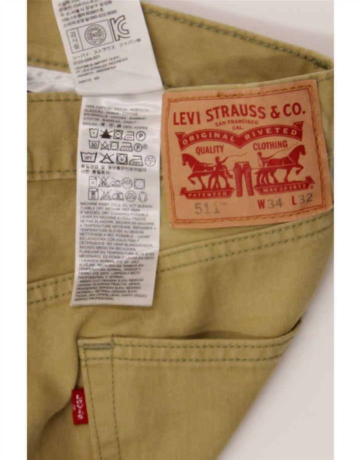 Levi's Masculino 511 Slim Jeans W34 L32 Cáqui Algodão