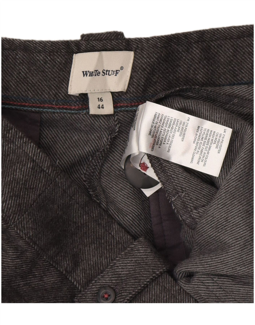 WHITE STUFF Calça feminina reta casual UK 16 grande W34 L29 cinza