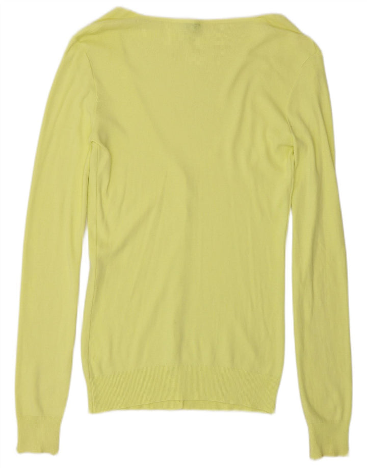 Suéter cardigã feminino Benetton UK 10 pequeno amarelo