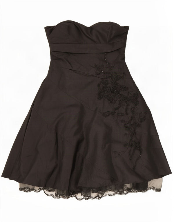 Endora Vestido feminino sem alças UK 12 Nylon floral preto médio