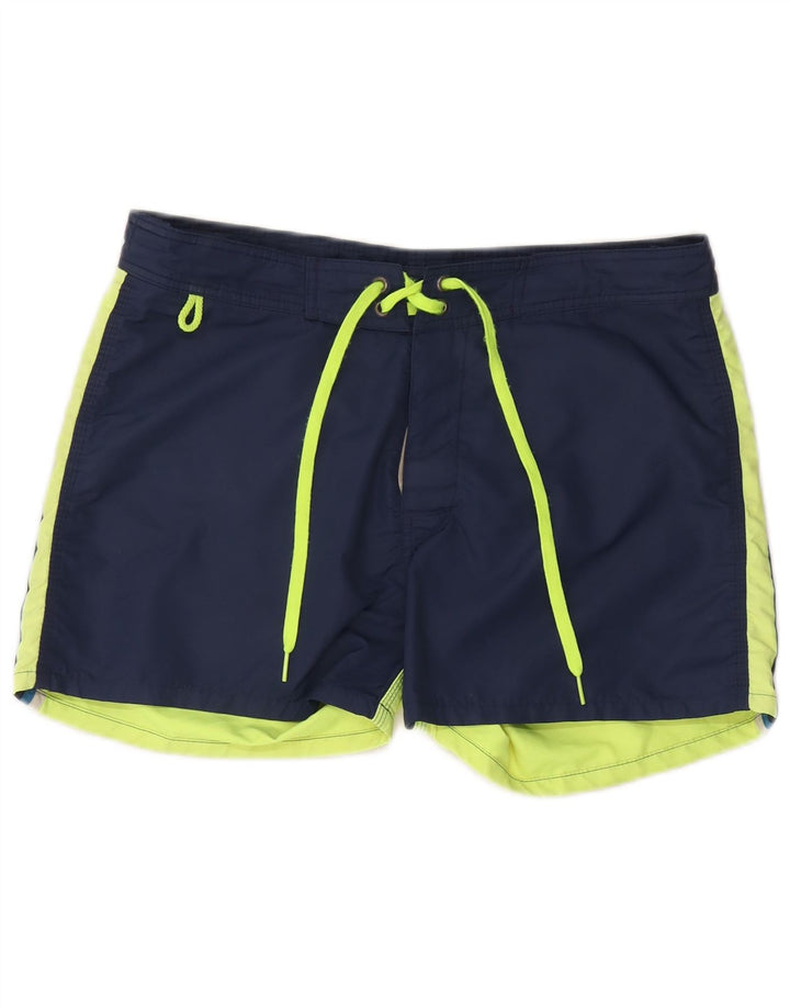 SUNDEK Mens Swimming Shorts Medium  Navy Blue Colourblock Nylon